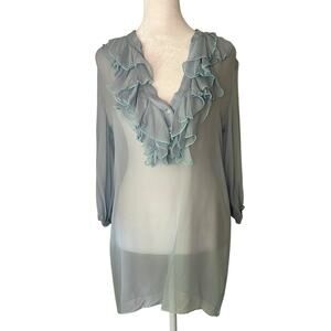 Amanda Uprichard light blue sheer silk top size P